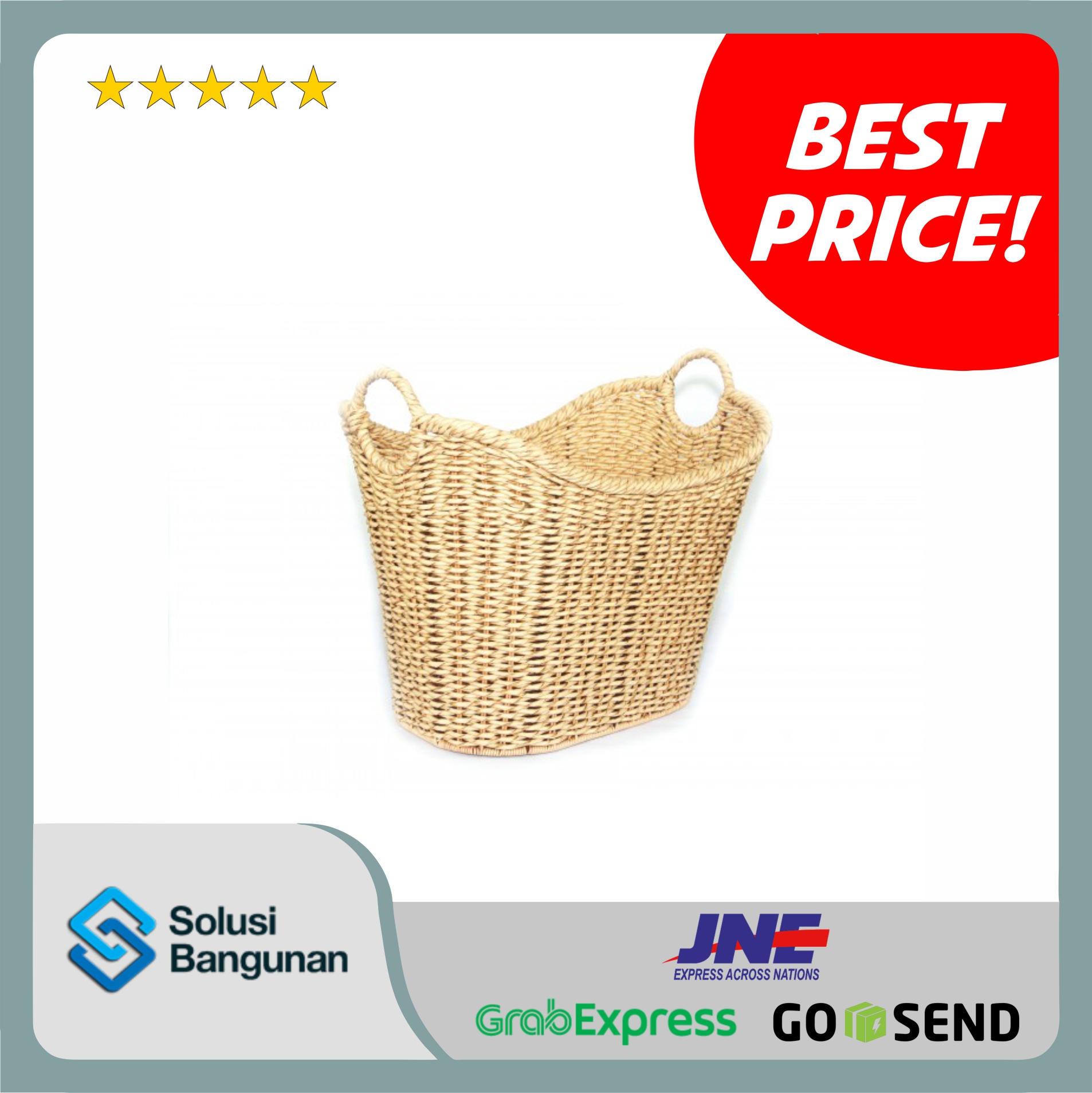 H405A5 - Hospitality Circle Handle Water Hyacinth Euro Ash