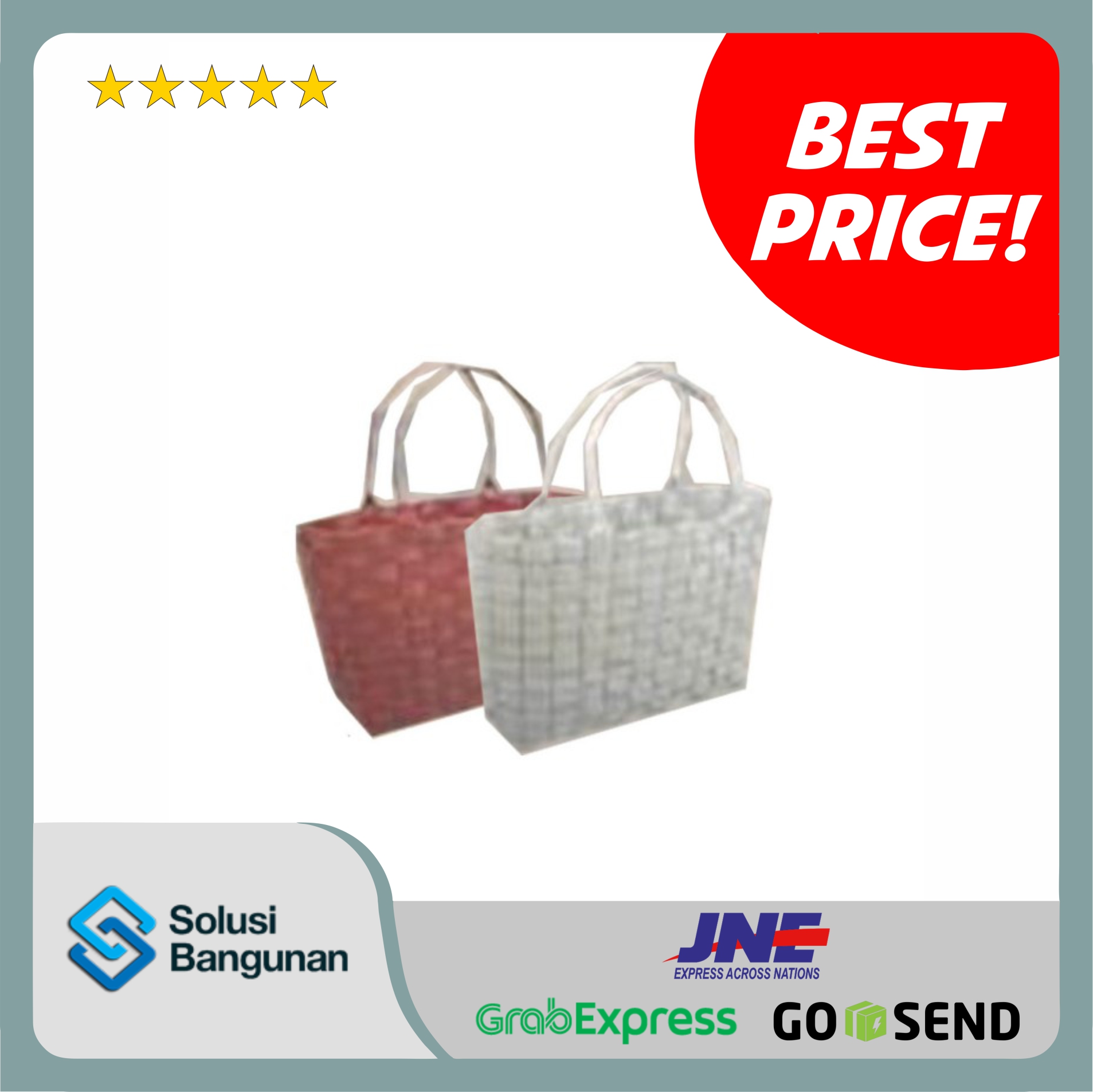 H487A9S - Red Woven Shopper